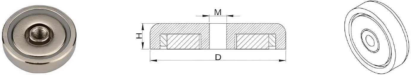 環形釹鐵硼磁鐵+鐵殼(平螺紋)